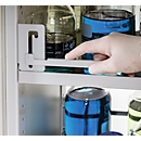 Garde-corps pour armoire à produits dangereux V-LINE type 90 Asecos, tôle d’acier, protection anti-basculement supplémentaire
