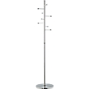 Garderobenständer, 8 versetzte Haken, H 1860 x ø 390 mm, Edelstahl