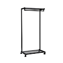 Garderobenständer MAULbolero, mit Rollen, Hut- & Schuhablage, B 780 x T 460 x H 1660 mm, Metall, schwarz