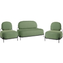 Garniture ADMIRAL, 2 fauteuils, 1 sofa, 100 % polyester, fils en acier laqué, vert 