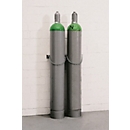 Gasflaschen-Wandhalterung, Stahl, B 560 x T 175 x H 60 mm, 2 Flaschen Ø 230 mm, mit Kettensicherung