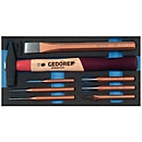 Gedore gereedschapsbak 1500 CT1-350, 1/3 module, incl. slaggereedschap assortiment, 8 st, B 157,5 x D 310 x H 35 mm, schuim, zwart/blauw