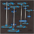 Gedore gereedschapsinleg 1500 CT2-DT 2142, 2/3 module, incl. assortiment hoekschroevendraaiers, 9-delig, B 315 x D 310 x H 35 mm, schuimrubber, zwart/blauw