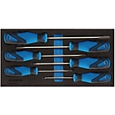 Gedore tool tray 1500 CT1-2150 PZ, 1/3 module, incl. screwdriver assortment, 6 pcs., W 157.5 x D 310 x H 35 mm, foam, black/blue