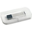 Geschenkbox für USB-Sticks, für 1 Stick einer Größe bis max. L 90 x B 40 x H 18 mm, Magnetverschluss, Kunststoff, weiß-transparent, ohne USB-Stick