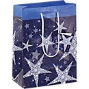 Geschenktasche Sigel Shining Stars, für Weihnachten, kleine Ausführung, 5 Stück, Glanzlackierung, B 170 x T 90 x H 320 mm, Papier