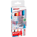 Glasmarker edding 95, voor glazen oppervlakken &amp; whiteboards, lijndikte 1,5-3 mm, ronde punt, set van 4, zwart, lichtblauw, roze en oranje 