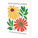 Glückwunschkarte Korsch Wir Gratulieren – Die besten Wünsche, mit buntem Motiv & Umschlägen, Hochformat, B 115 x H 170 mm, Karton, naturweiß, 10 Stück