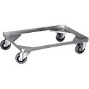 Gmoehling Chariot pour bacs de transport type 1, jusqu'à 200 kg, roues pivotantes et fixes, roues à bandage plein, L 642 x l 424 x H 150 mm, acier galvanisé