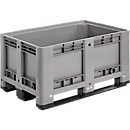 Grand conteneur, avec 3 sabots, L 1200 x l. 800 x 600 mm, construction fermée, 330 litres