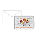 Grußkarte „Alle guten Wünsche“, Format B6, 170 x 115 mm, mit Kuverts & doppelten Einlagen, orange, Karton, 10 Stück