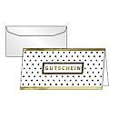 Gutscheinkarte Sigel „Golden Glimmer“, Format DIN lang, 210 x 105 mm, Innentext, mit transparenten Umschlägen, Glanzkarton mit Goldprägung, 10 Stück