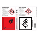 Haftetiketten für Kanister mit Ottokraftstoff & Dieselkraftstoff, GHS/CLP-konform, 1 Bogen mit 4 Etiketten, weißglänzend/rot/schwarz