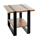 HAKU Table d'appoint, carrée, L 450 x P 450 x H 450 mm, tube d'acier noir, plateau en aggloméré chêne foncé, charge admissible 15 kg