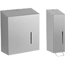 Handdoekdispenser + zeepdispenser voor professioneel gebruik, roestvrij staal, set