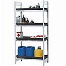 Hazardous goods rack asecos RSW 1064, W 1060 x D 640 x H 2000 mm, 4 height-adjustable 28 l PE collecting trays