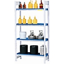 Hazardous goods rack asecos RWW 1044, W 1060 x D 440 x H 2000 mm, with 4 20 l shelves made of painted steel