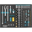 Hazet gereedschapsbak 163-138/77, 3/3 module, incl. gereedschapsassortiment, 77 st, B 519 x D 392 x H 35 mm, schuim, zwart/blauw