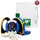 HeartSine SAM500P Reanimations-Defibrillator, AED, mit manueller Schockabgabe, mit Alarm, 4 Jahre Allgefahren-Zusatzversicherung, im Acrylglaswandkasten