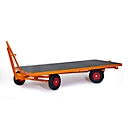 Heavy duty trailer, double-axle steering system, solid rubber wheels, load capacity 5000 kg, 2500 x 1250 mm