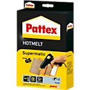 Heißklebepistole Pattex® Hotmelt Supermatic, mechanischer Vorschub, elektronischer Temperaturregler, Standbügel, 2 Heißklebesticks, schwarz-gelb