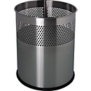 HELIT Papierkorb rund 15L, Edelstahl silber, H 321 x Ø 255 mm, luftdurchlässiges Lochraster