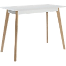 High table BALWOO, 4-leg oak frame, laminated chipboard, W 1400 x D 700 x H 1050 mm, white