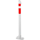 Hinged barrier post, differently lockable