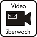 Hinweisschild–Hinterglasaufkleber: Video überwacht, 125 x 125 mm