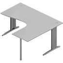 Hoekbureautafel ARLON-OFFICE, B 1600 x D 1200 x H 730 mm, lichtgrijs