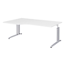 Hoekbureautafel BARI, 90°, vorm A, hoek links, C-poot, B 2000 x D 800 mm, wit