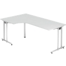Hoekig bureau 90° JENA, C-voet, links te monteren, B 2000 mm, lichtgrijs