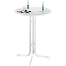 Hoge tafel Quickstep met parasolopening, desinfectiemiddelbestendig, Ø 850 x H 1100 mm, wit
