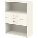 Home Office Kombiregal TEMPIO, aus Holz, 2 Einschübe, 3 OH, B 800 x T 340 x H 1070 mm, weiß/weiß