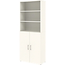 Home Office Kombischrank TEMPIO, aus Holz, 2 Türen (3 OH), 6 OH, B 800 x T 340 x H 2130 mm, weiß/weiß