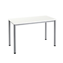 Home Office Schreibtisch Nevada, Rechteck, 4-Fuß Rundrohr, B 1200 x T 600 x H 740 mm, weiß/alusilber