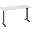 Home Office tafel Login, C-voet, B 1300 x D 650 mm, lichtgrijs/zoutgrijs
