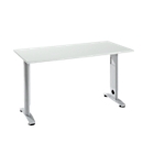 Home Office Tisch Login, C-Fuß, B 1300 x T 650 mm, lichtgrau/weißalu