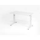 Home Office Tisch, Rechteck, C-Fuß, B 1200 x T 672 x H 650-850 mm, weiß/weiß