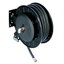 Hose reel CEMO, sheet steel, lacquered, for diesel fuel, open, with swivel arm, 1" IG/AG, hose length 10 m, dia. 19 mm