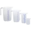 Hünersdorff maatbekerset, 4-delig, transparant polypropeen, open handvat