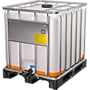 IBC Container, 1000 Liter, EX-Schutz, Chemikalien- und UV-beständig, Kunststoffpalette, B 1200 x T 1000 x H 1163 mm, natur