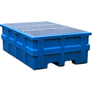 IBC-station, volume 1000 l, tot 2000 kg, toegankelijk van onderen, met gegalvaniseerd rooster, polyethyleen, blauw, B 1980 x D 1370 x H 690 mm