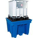 IBC - und KTC-Station asecos, für 1 Container, 1100 l, 1600 kg, Stellfläche, unterfahrbar, B 1430 x T 1430 x H 965 mm, Polyethylen, blau