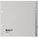 Index Biella, for DIN A4, partial cover, 24 parts, alphabetical A-Z , with index sheet, L 245 x W 230 x H 4 mm, polypropylene, grey
