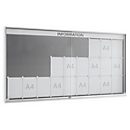 Informatiebord met schuifdeur, 60 mm diep, 9 x 3, gepoedercoat