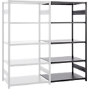 Insteekstelling ORDO Business - stalen - aanbouwrek - modulair - B 1010 x D 835 x H 2000 mm - draagvermogen 1200 kg - 5 legborden - gitzwart RAL 9005