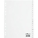 Intercalaires en plastique DURABLE, format A4 portrait, lettrés de A à Z (20 intercalaires), blanc
