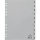 Intercalaires en plastique DURABLE, format A4 portrait, numérotés de 1 à 10, gris
