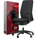 Interstuhl AIMis1 bureaustoel, met armleuningen, synchroonmechanisme, vlakke zitting, incl. zitvoeler S 4.0, zwart/zwart